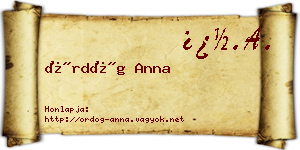 Ördög Anna névjegykártya
